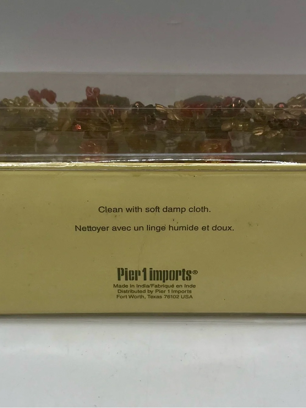 Pier 1 Imports Napkin Rings Gold Metal Floral Red Beads